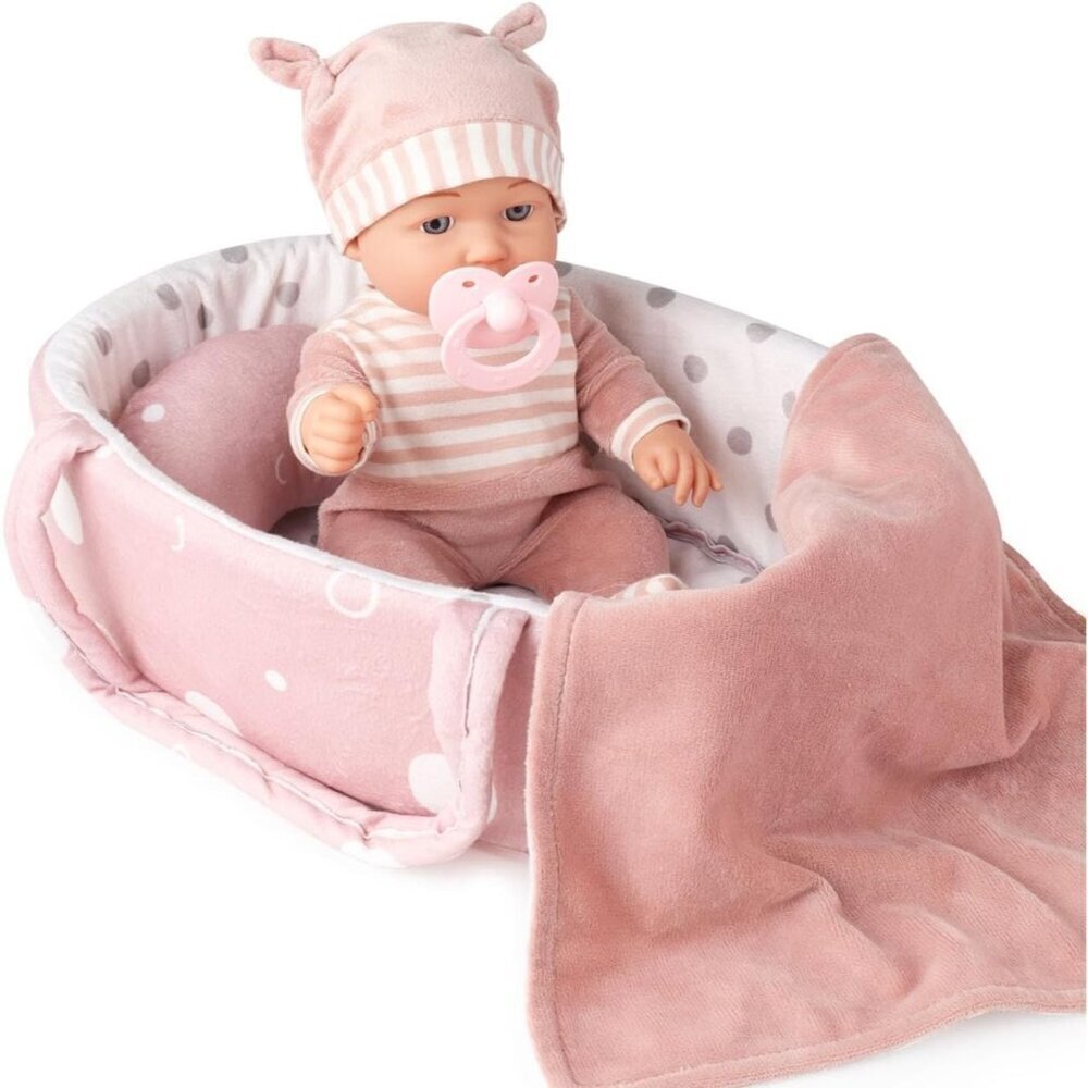 12 Inch Baby Doll Toy Set with Carrier Bassinet Pacifier Blanket Pillow Toddles
